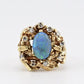 14K Yellow Gold Brutalist Opal & Diamond Ring 9.96g Size 6.5 10×7mm Opal