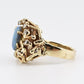 14K Yellow Gold Brutalist Opal & Diamond Ring 9.96g Size 6.5 10×7mm Opal