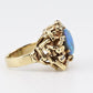 14K Yellow Gold Brutalist Opal & Diamond Ring 9.96g Size 6.5 10×7mm Opal