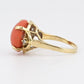 14K Yellow Gold Natural Coral & Diamond Ring 5.89g Size 6.5 Coral 14mm