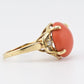 14K Yellow Gold Natural Coral & Diamond Ring 5.89g Size 6.5 Coral 14mm