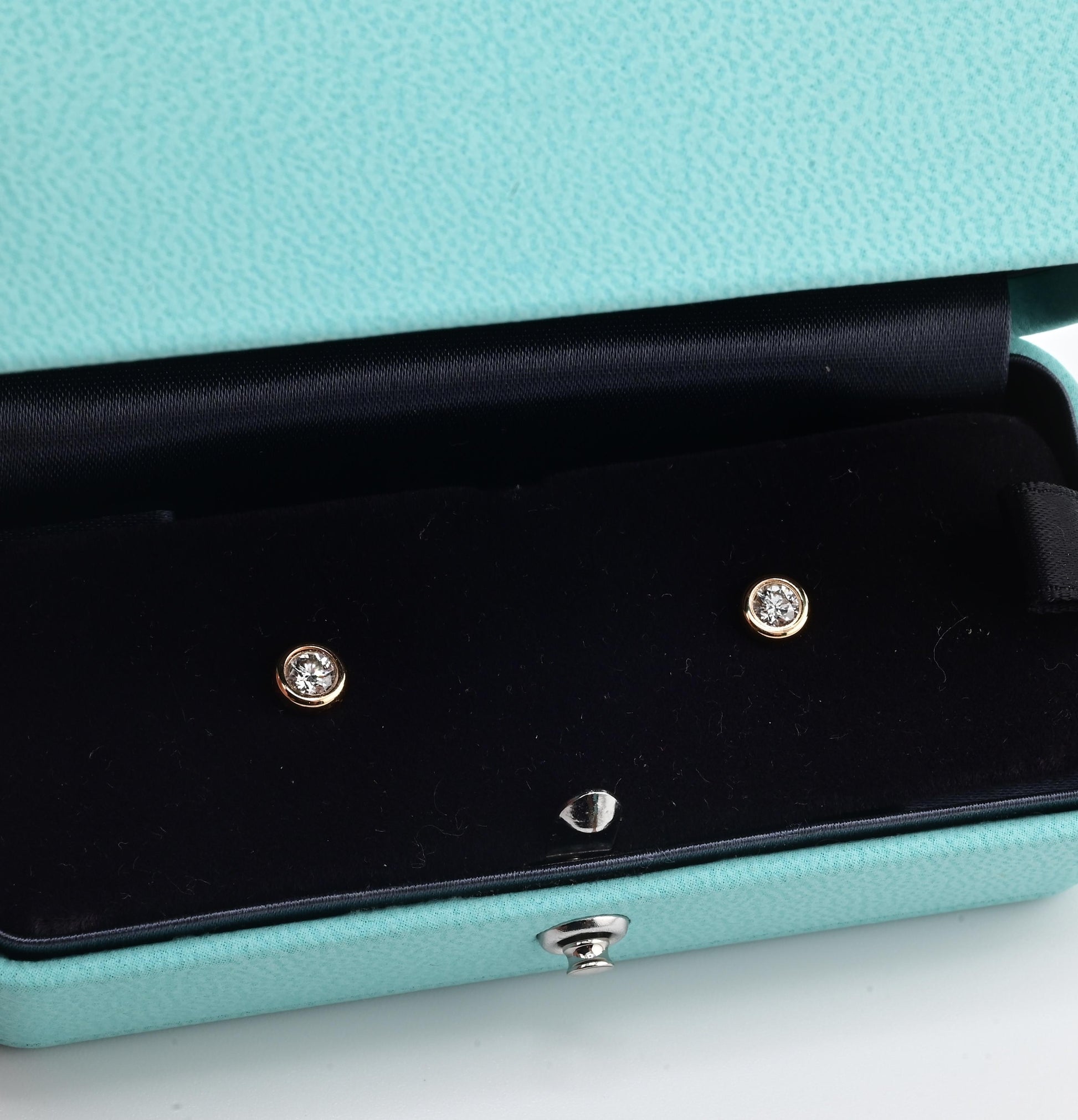 Pair Of Tiffany & Co Diamond Studs 18K Rose Gold .35 TCW With Box
