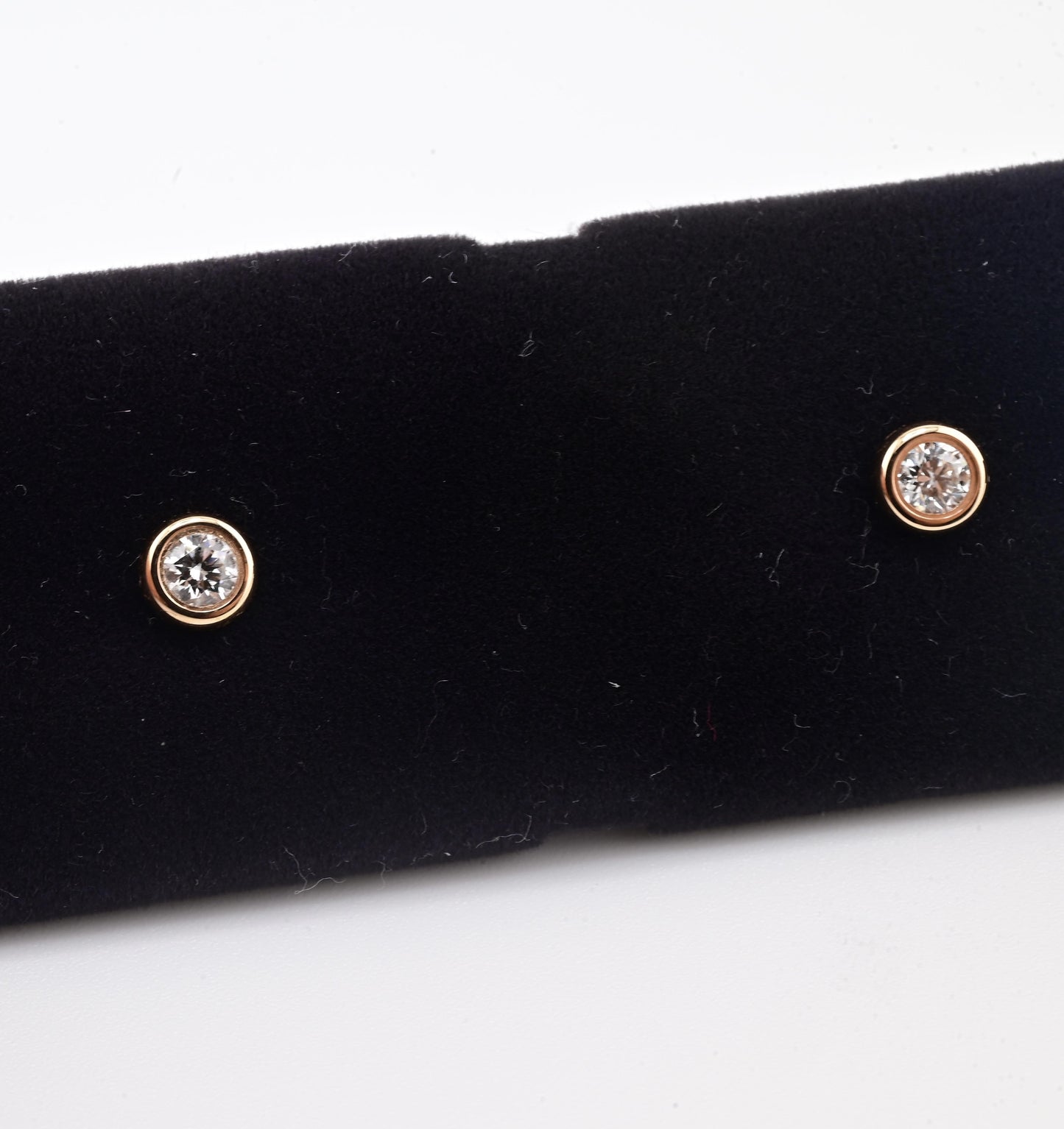 Pair Of Tiffany & Co Diamond Studs 18K Rose Gold .35 TCW With Box