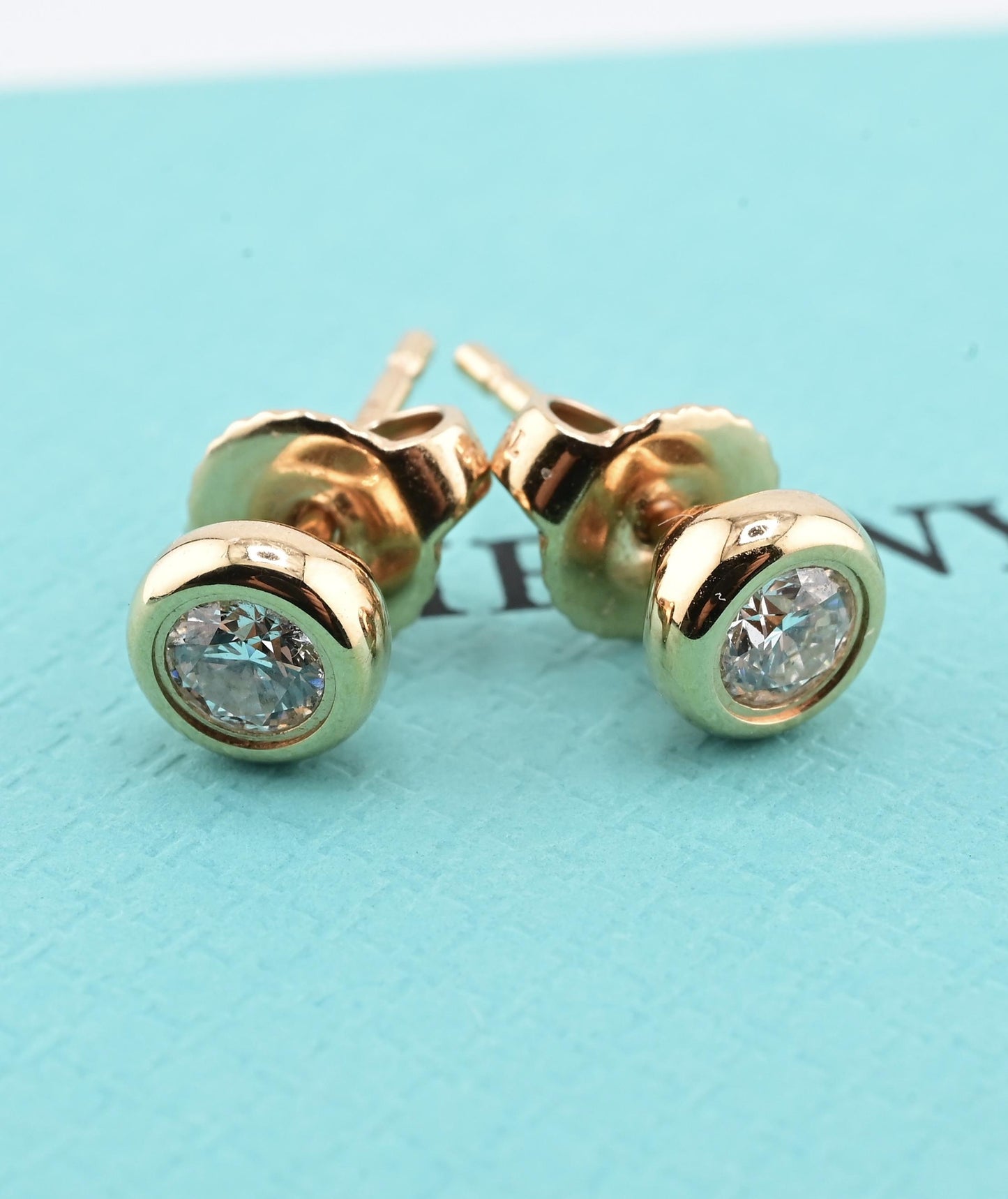 Pair Of Tiffany & Co Diamond Studs 18K Rose Gold .35 TCW With Box