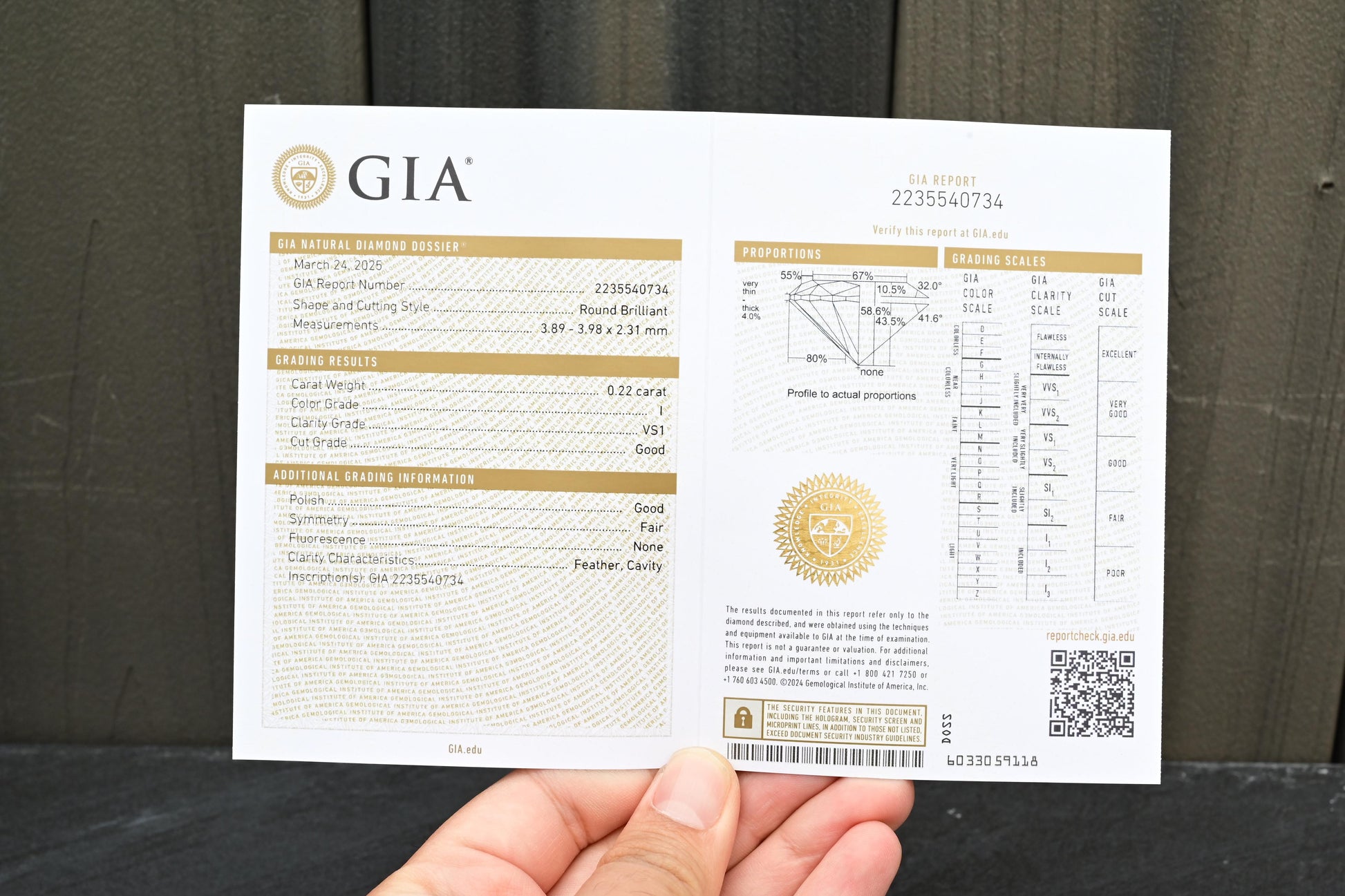 GIA Certified 0.22 Carat Round Brilliant Diamond – VS1 Clarity, I Color