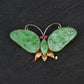 Vintage 14K Gold Carved Jade Butterfly Brooch  2.5" x 1.5" 7.78 Grams