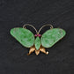 Vintage 14K Gold Carved Jade Butterfly Brooch  2.5" x 1.5" 7.78 Grams
