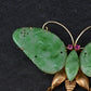Vintage 14K Gold Carved Jade Butterfly Brooch  2.5" x 1.5" 7.78 Grams