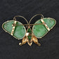 Vintage 14K Gold Carved Jade Butterfly Brooch  2.5" x 1.5" 7.78 Grams