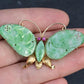 Vintage 14K Gold Carved Jade Butterfly Brooch  2.5" x 1.5" 7.78 Grams