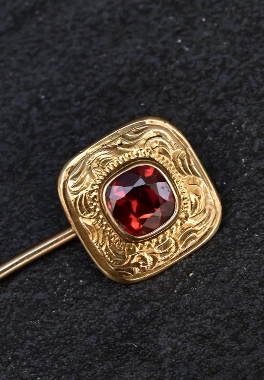 10K Yellow Gold Stick Pin With Ruby Stone