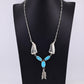 Superb Sterling Silver Native American Navajo Feather Turquoise Necklace