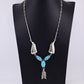 Superb Sterling Silver Native American Navajo Feather Turquoise Necklace