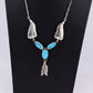 Superb Sterling Silver Native American Navajo Feather Turquoise Necklace