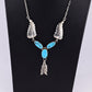Superb Sterling Silver Native American Navajo Feather Turquoise Necklace
