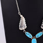 Superb Sterling Silver Native American Navajo Feather Turquoise Necklace