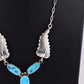 Superb Sterling Silver Native American Navajo Feather Turquoise Necklace