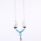 Superb Sterling Silver Native American Navajo Feather Turquoise Necklace