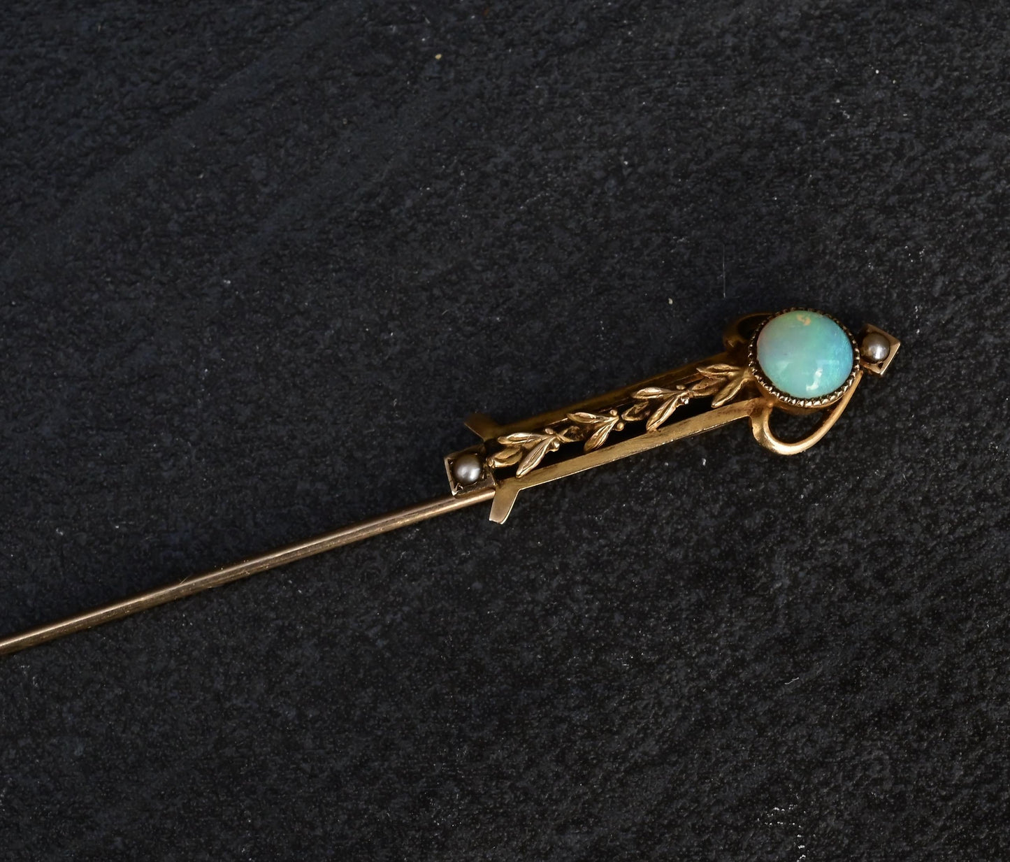 10K Yellow Gold Opal & Pearl Stick Pin