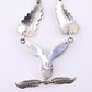 Superb Sterling Silver Native American Navajo Feather Turquoise Necklace