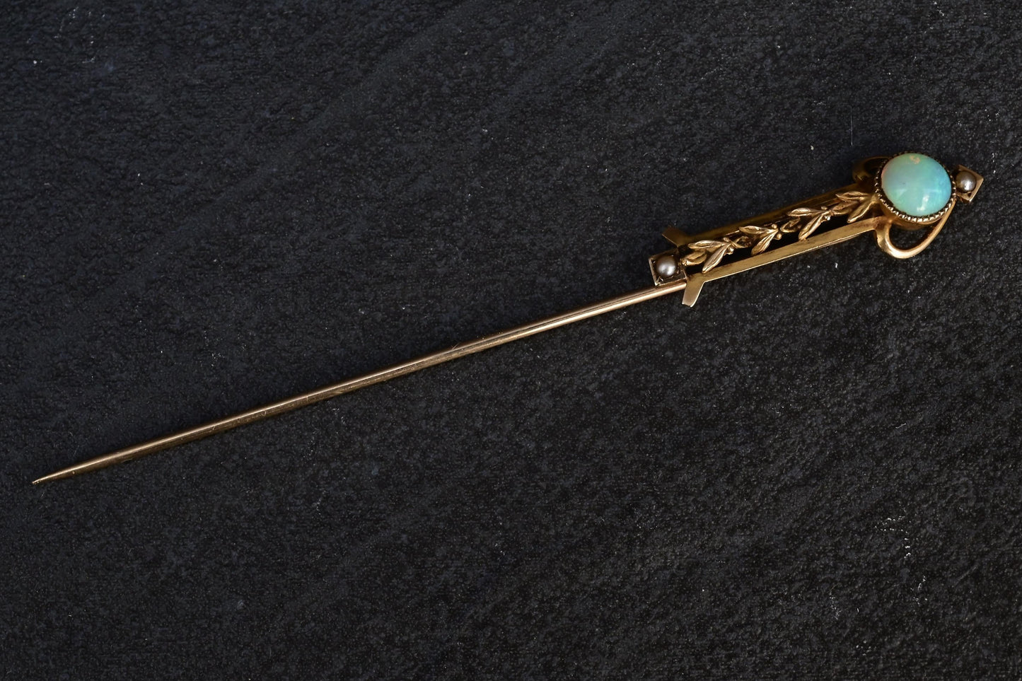 10K Yellow Gold Opal & Pearl Stick Pin