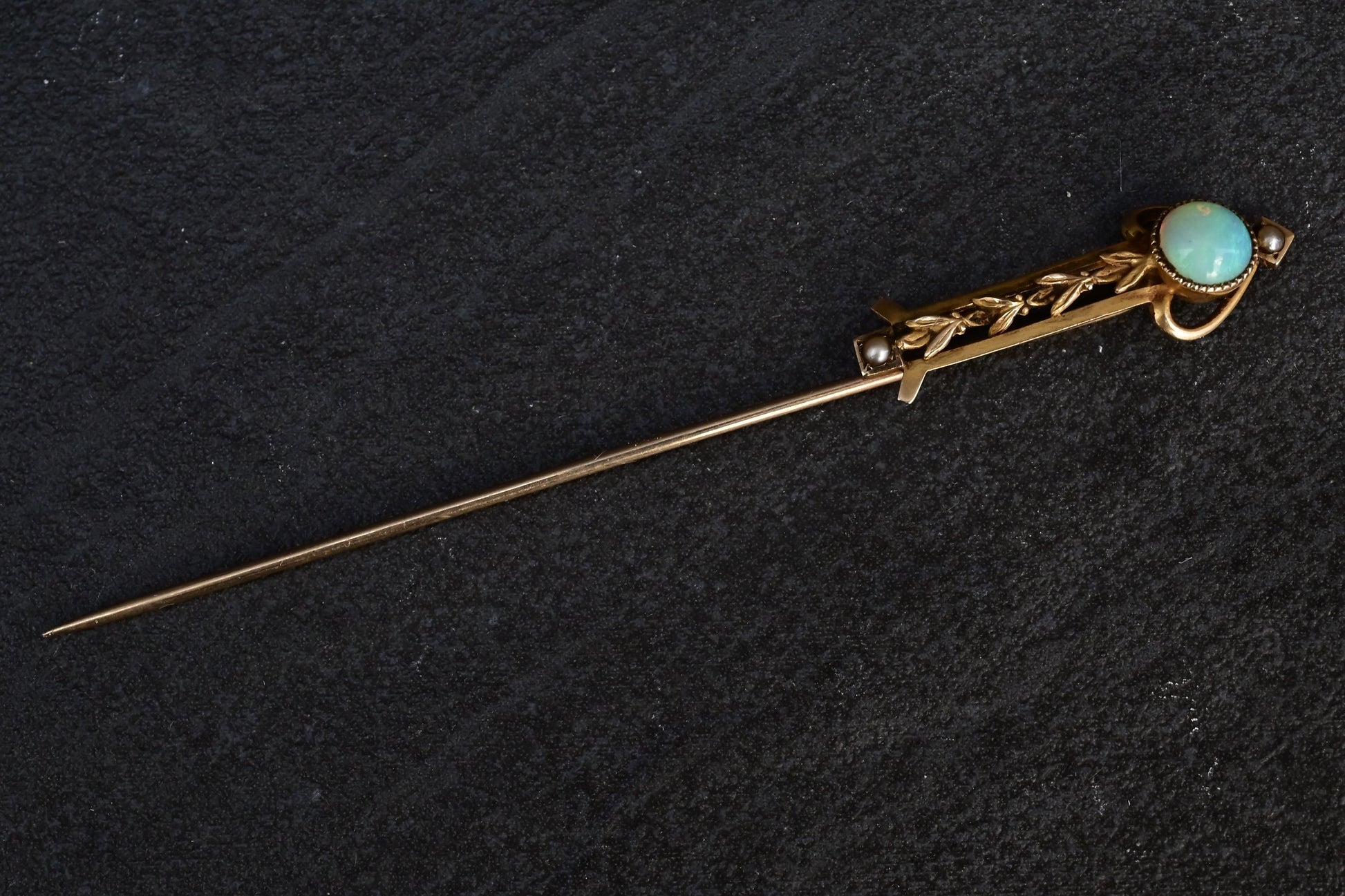 10K Yellow Gold Opal & Pearl Stick Pin