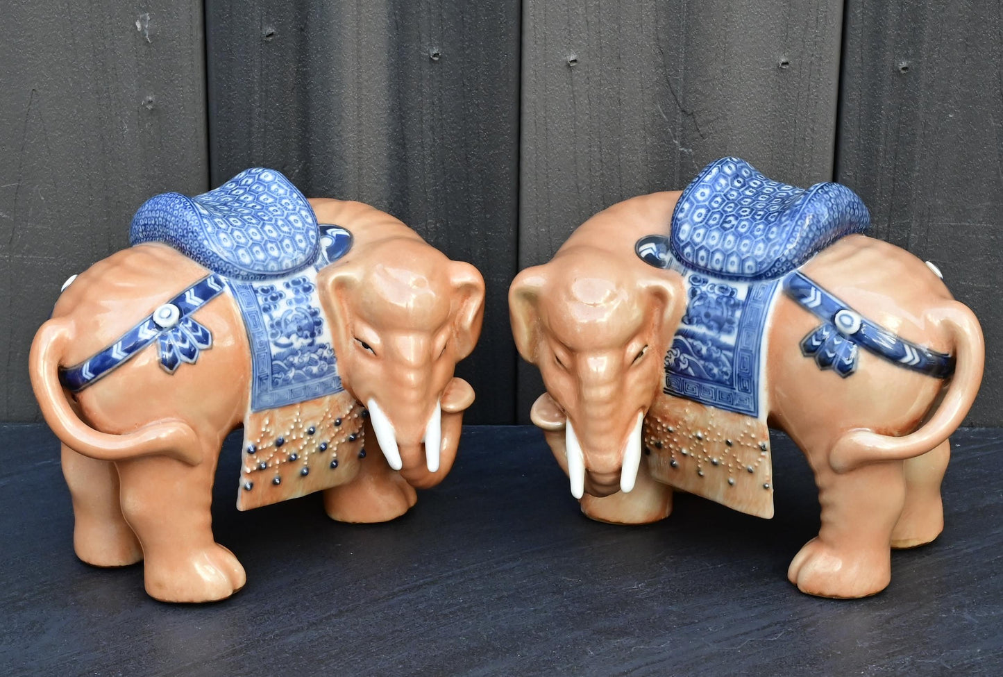 Pair of Chinese Late Qing / Republic Period Porcelain Elephants
