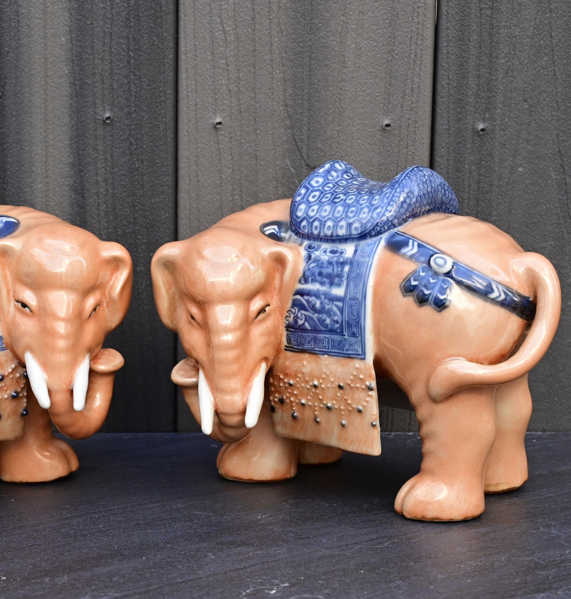 Pair of Chinese Late Qing / Republic Period Porcelain Elephants