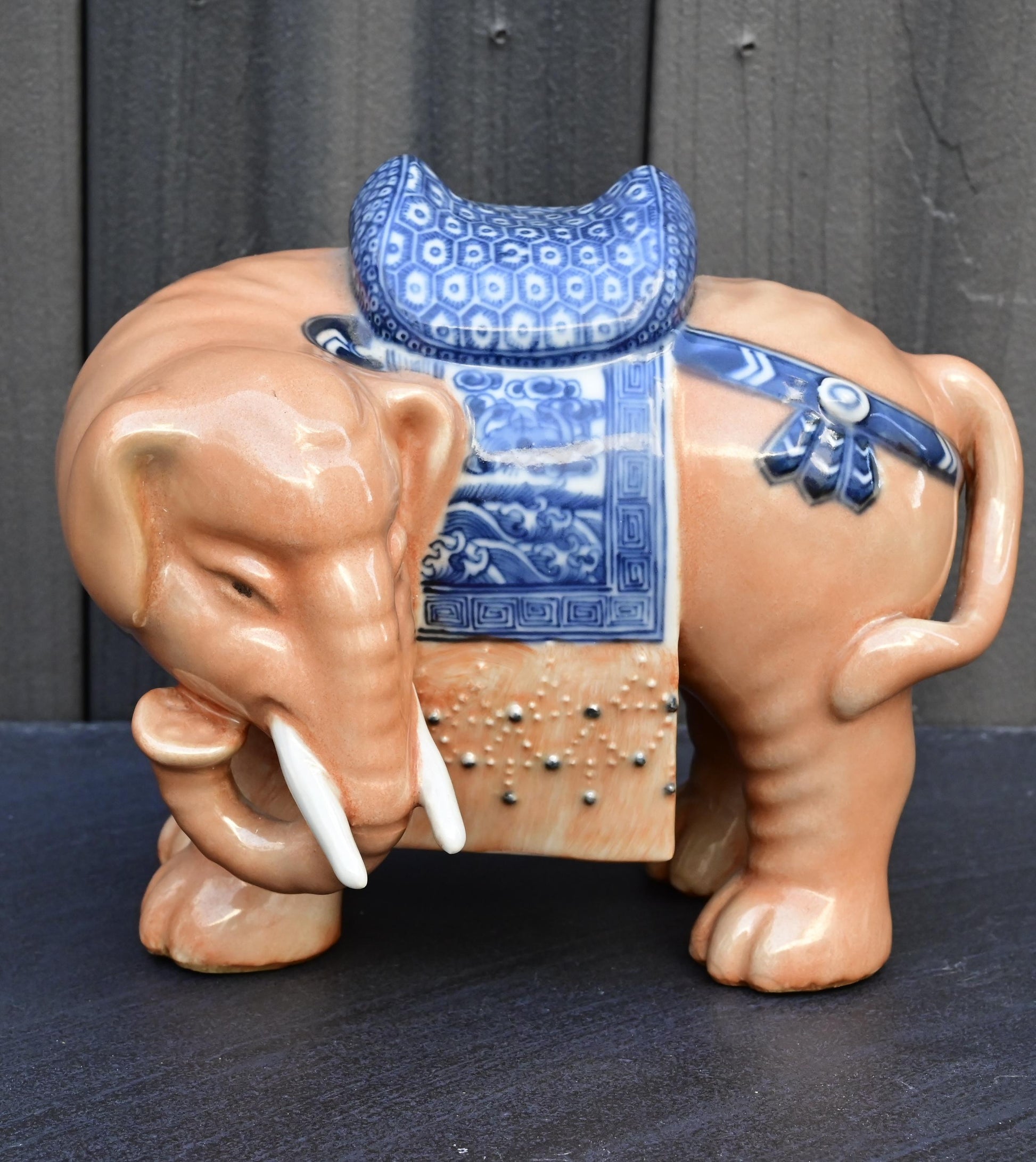 Pair of Chinese Late Qing / Republic Period Porcelain Elephants