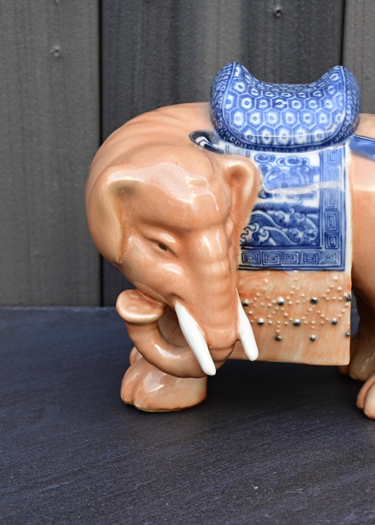 Pair of Chinese Late Qing / Republic Period Porcelain Elephants