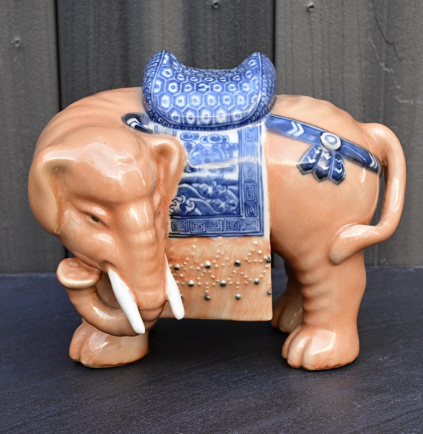 Pair of Chinese Late Qing / Republic Period Porcelain Elephants