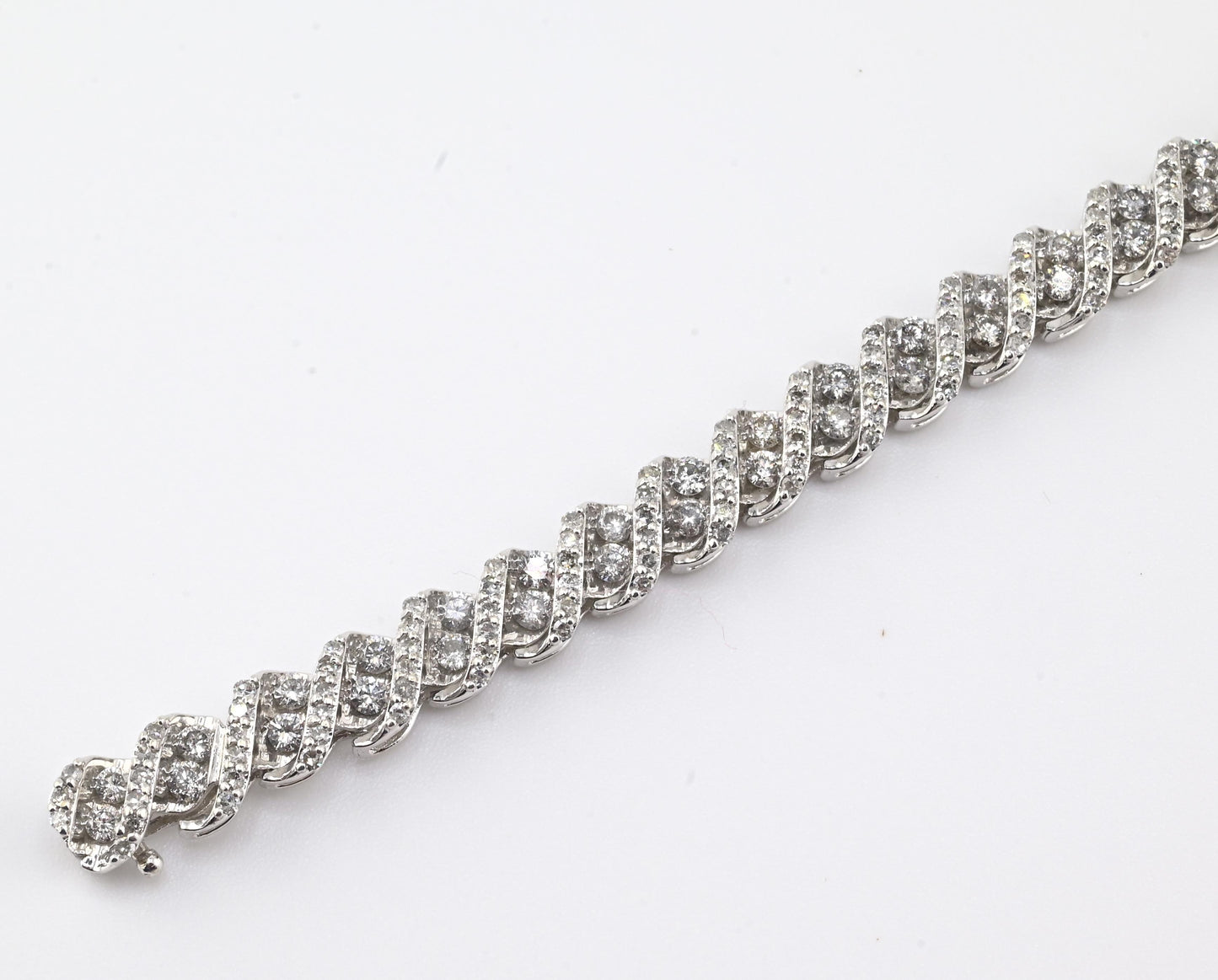 14K White Gold Diamond Bracelet • 3.2–3.5ct Natural Diamonds • 7.25” • 16.14g