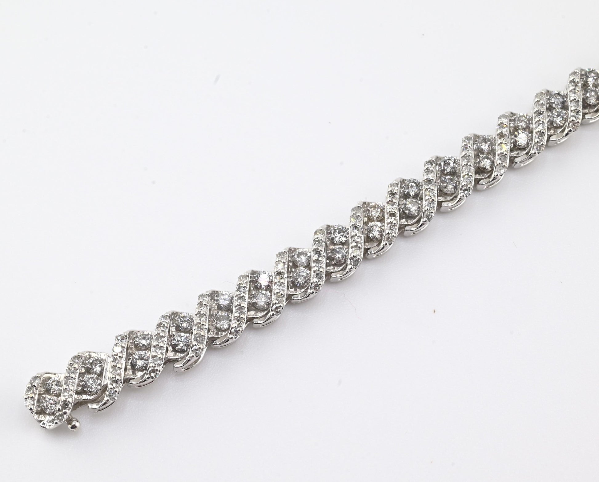 14K White Gold Diamond Bracelet • 3.2–3.5ct Natural Diamonds • 7.25” • 16.14g