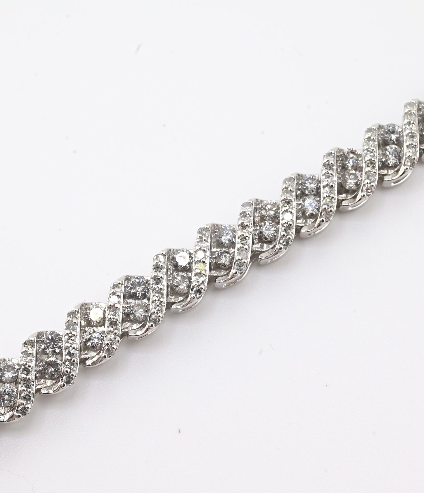 14K White Gold Diamond Bracelet • 3.2–3.5ct Natural Diamonds • 7.25” • 16.14g