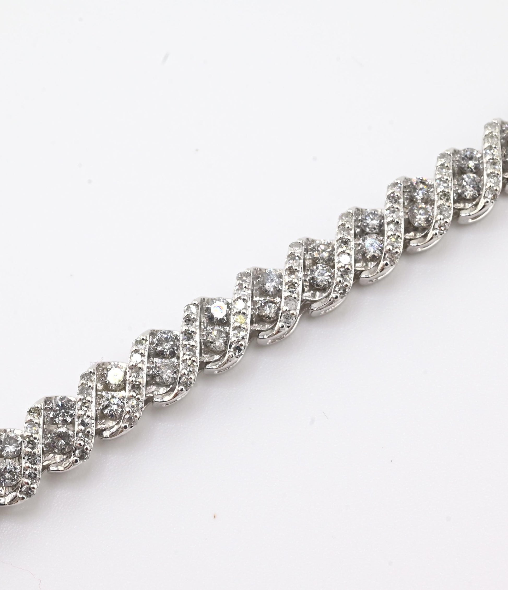 14K White Gold Diamond Bracelet • 3.2–3.5ct Natural Diamonds • 7.25” • 16.14g