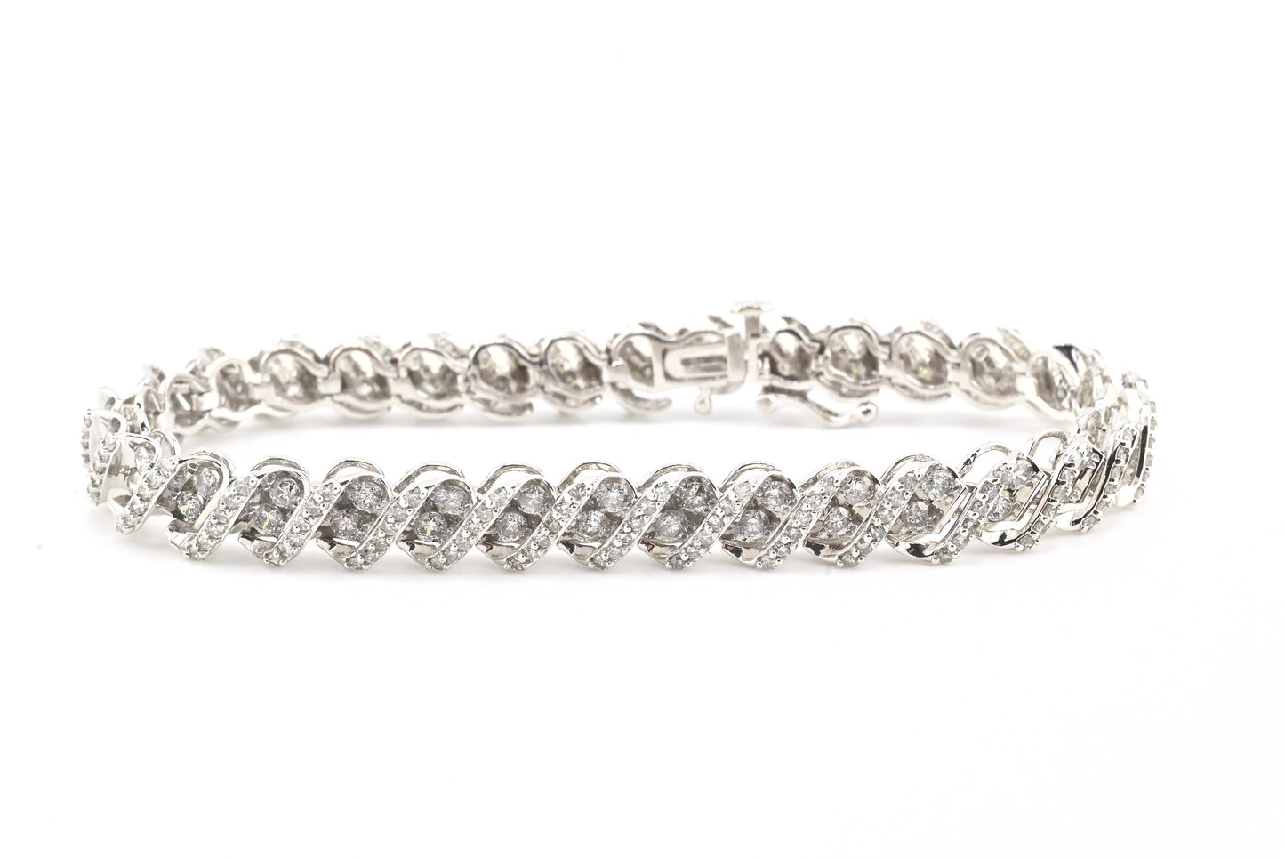 14K White Gold Diamond Bracelet • 3.2–3.5ct Natural Diamonds • 7.25” • 16.14g
