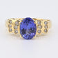 14K Yellow Gold Tanzanite Ring • 1.22ct Oval Tanzanite Diamond Accents Size 7