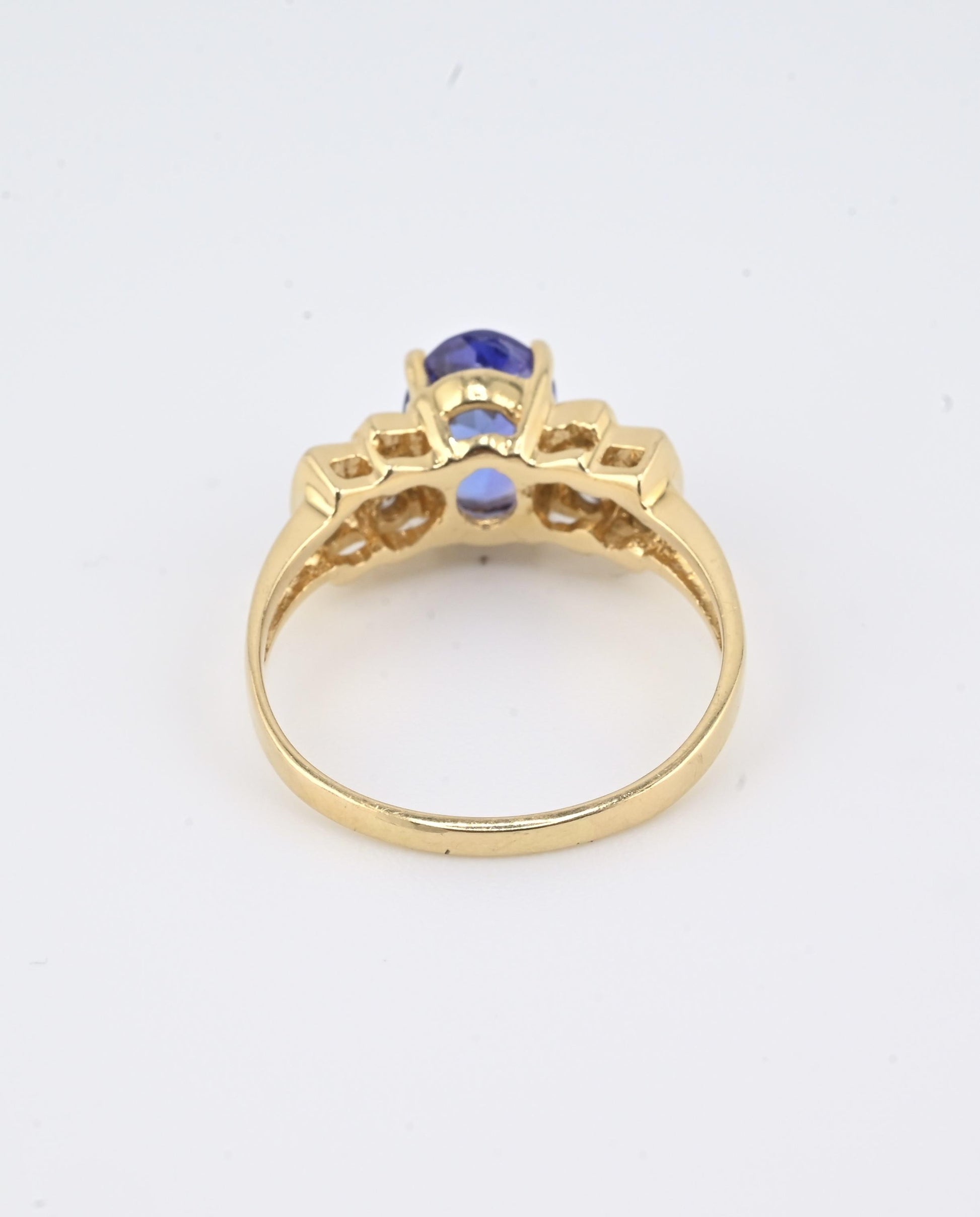 14K Yellow Gold Tanzanite Ring • 1.22ct Oval Tanzanite Diamond Accents Size 7