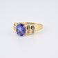14K Yellow Gold Tanzanite Ring • 1.22ct Oval Tanzanite Diamond Accents Size 7