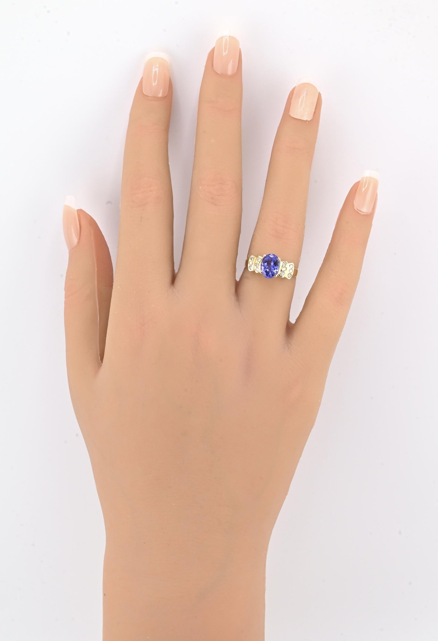 14K Yellow Gold Tanzanite Ring • 1.22ct Oval Tanzanite Diamond Accents Size 7