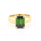 14K Yellow Gold Green Tourmaline Ring • 3.30ct Emerald Cut • Size 7.5 • 6.98g