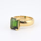 14K Yellow Gold Green Tourmaline Ring • 3.30ct Emerald Cut • Size 7.5 • 6.98g