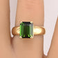 14K Yellow Gold Green Tourmaline Ring • 3.30ct Emerald Cut • Size 7.5 • 6.98g