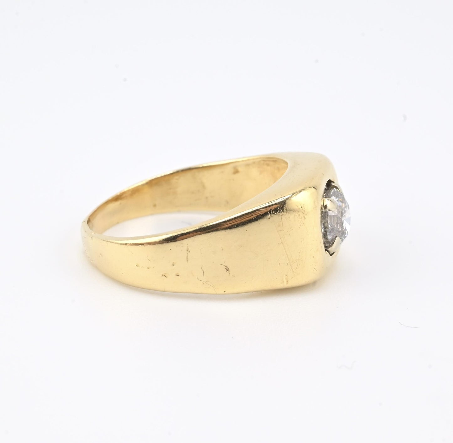 14K Yellow Gold Men’s Diamond Ring • .95ct Round Brilliant  • Size 9.25