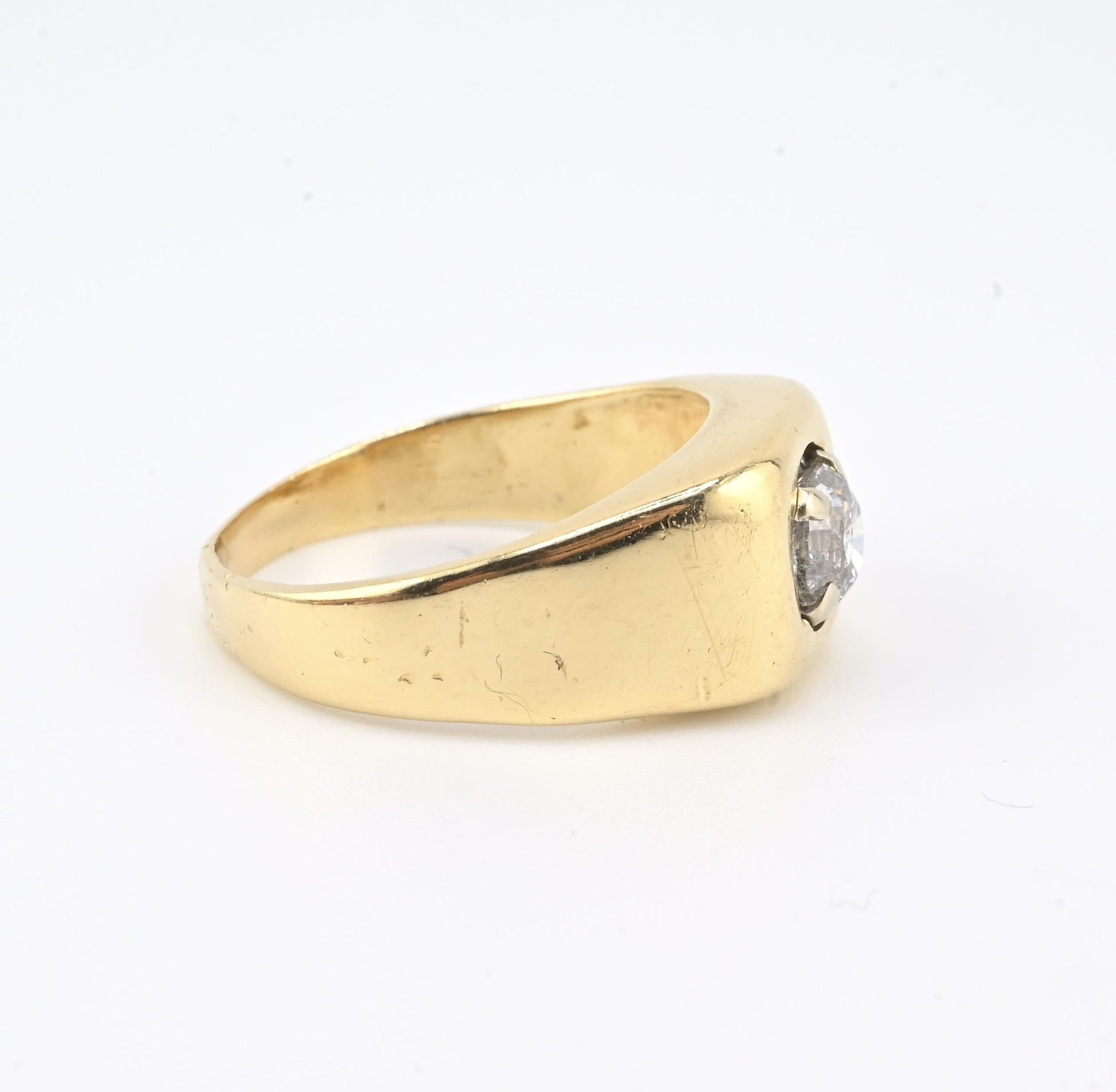 14K Yellow Gold Men’s Diamond Ring • .95ct Round Brilliant  • Size 9.25