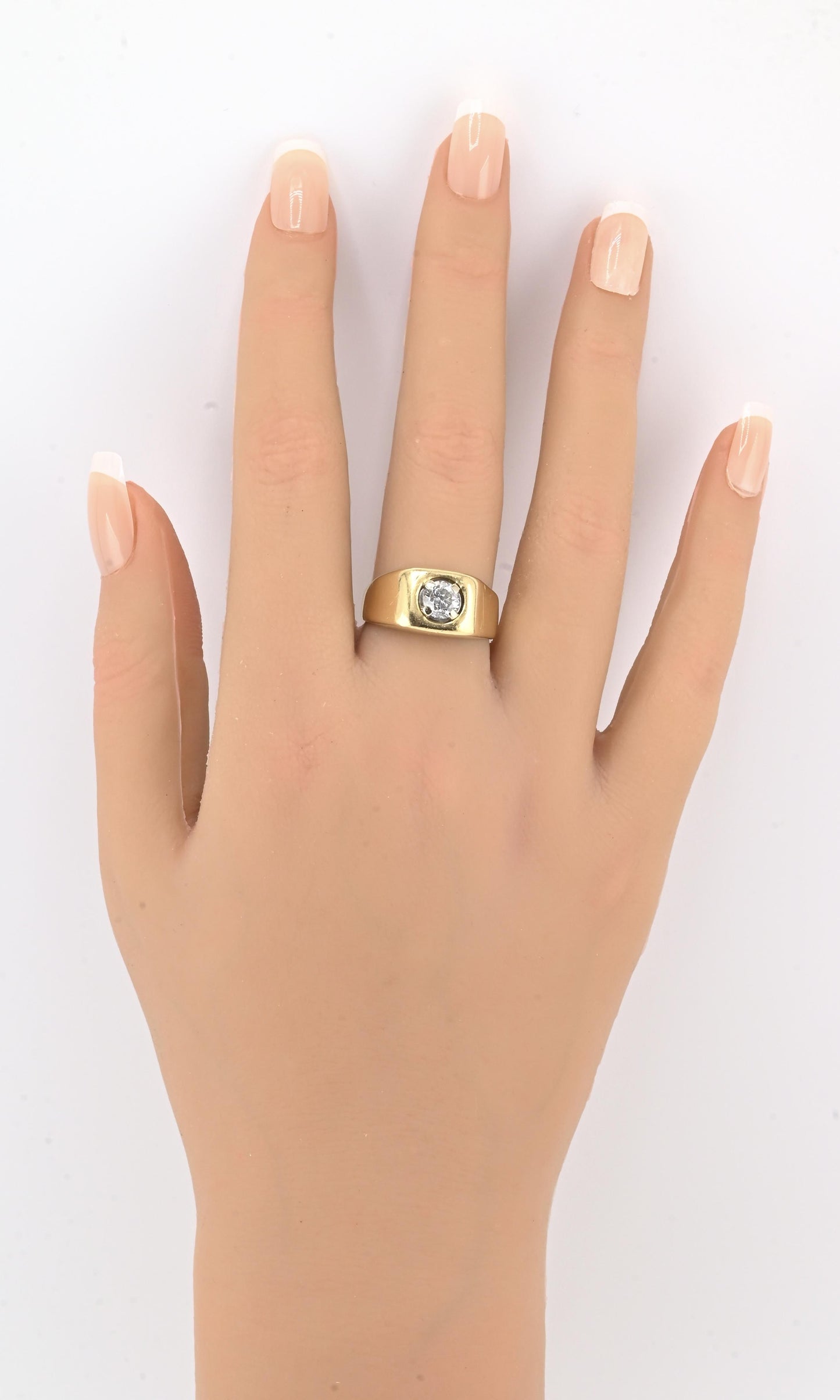 14K Yellow Gold Men’s Diamond Ring • .95ct Round Brilliant  • Size 9.25