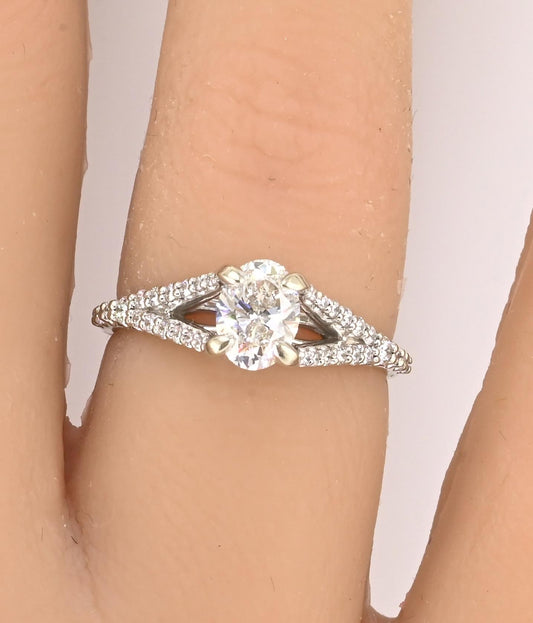 14K White Gold GIA .70ct G VS2 Diamond Engagement Ring • Split Shank
