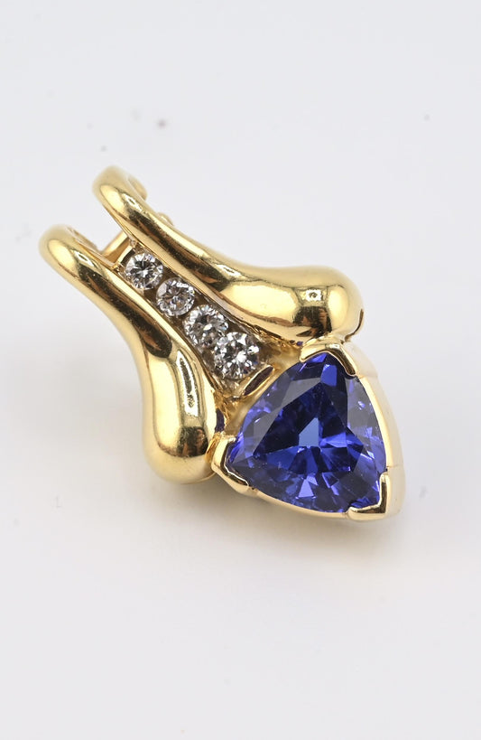 14K Yellow Gold Tanzanite & Diamond Pendant • 5.25g • 1.40–1.50ct Tanzanite
