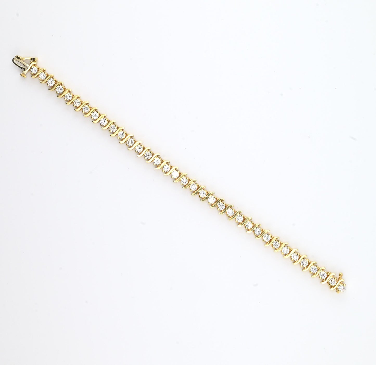 18K Yellow Gold Diamond Tennis Bracelet • 23.31g • 35 Natural Diamonds