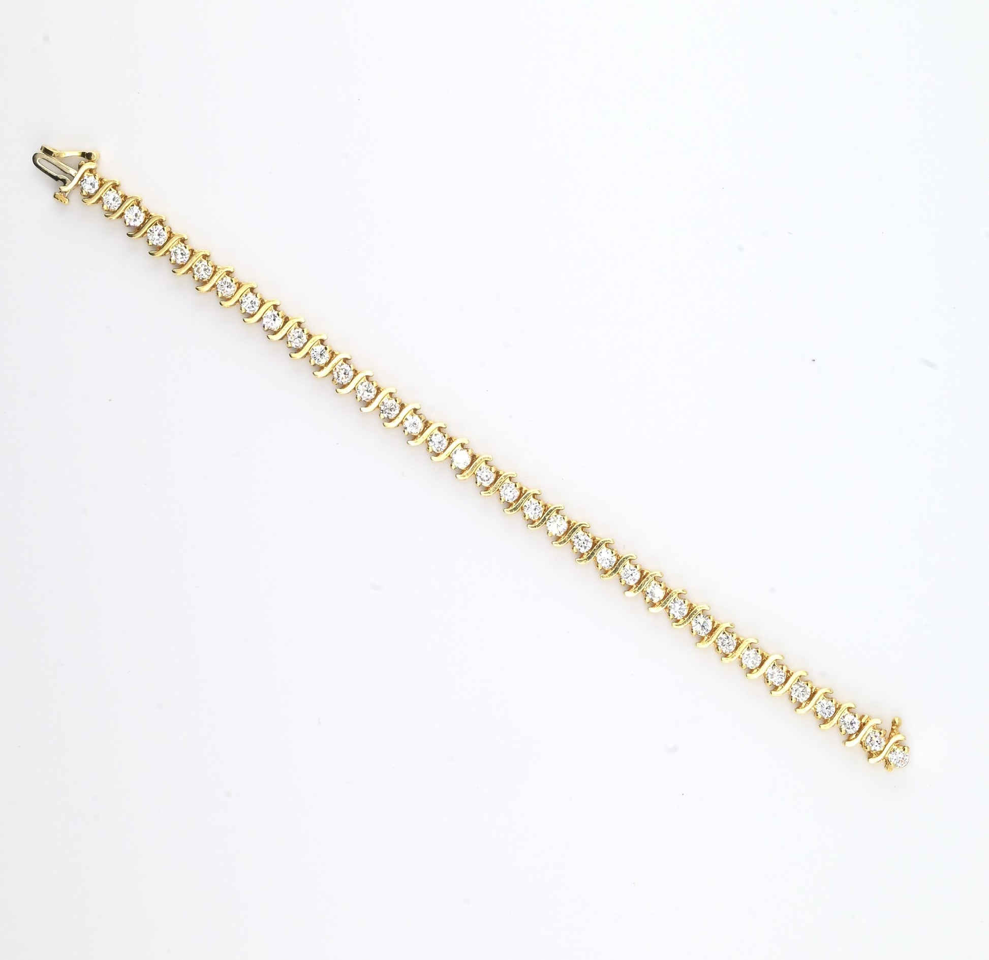 18K Yellow Gold Diamond Tennis Bracelet • 23.31g • 35 Natural Diamonds